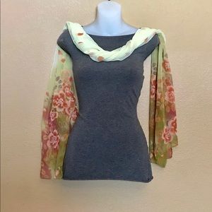 Hanmei Light Green Scarf with flower pattern